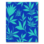 Aqua Leaf Pattern On Blue Surface Rug