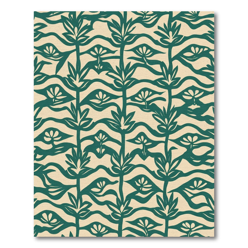 Teal Organic Branch Flow Rug