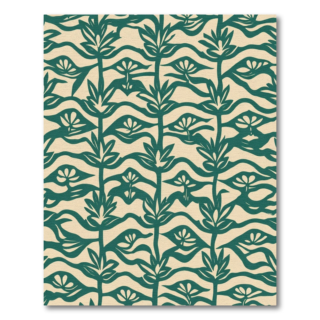 Teal Organic Branch Flow Rug