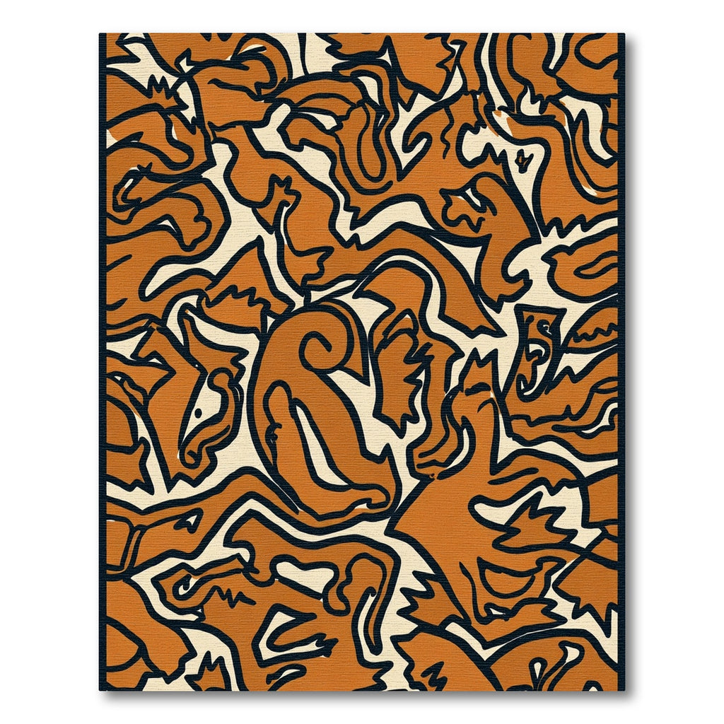 Orange Beige Swirling Organic Abstract Rug