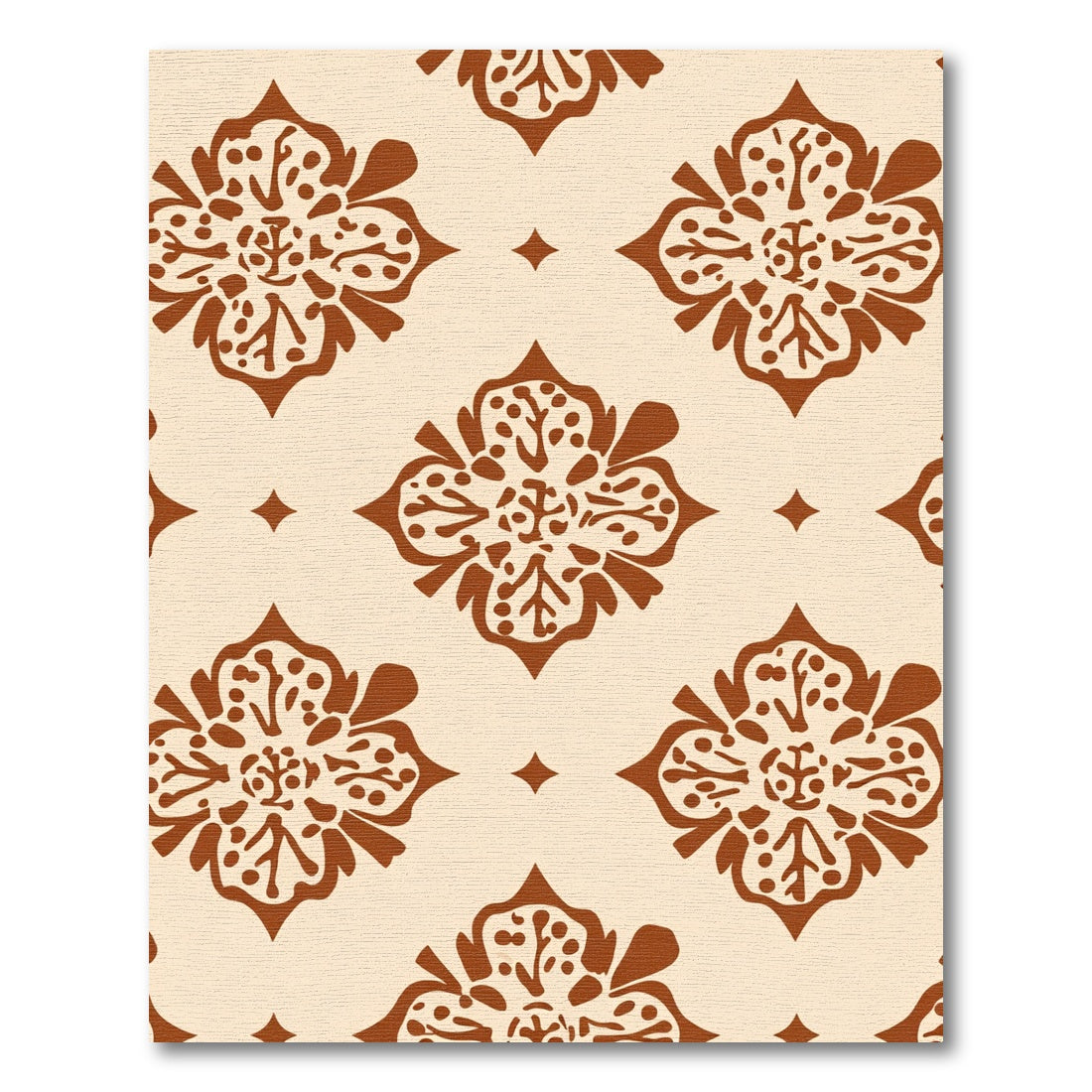 Brown Floral Damask Medallion Rug