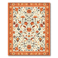 Burnt Orange Floral Scroll Medallion Rug