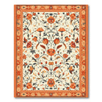 Burnt Orange Floral Scroll Medallion Rug
