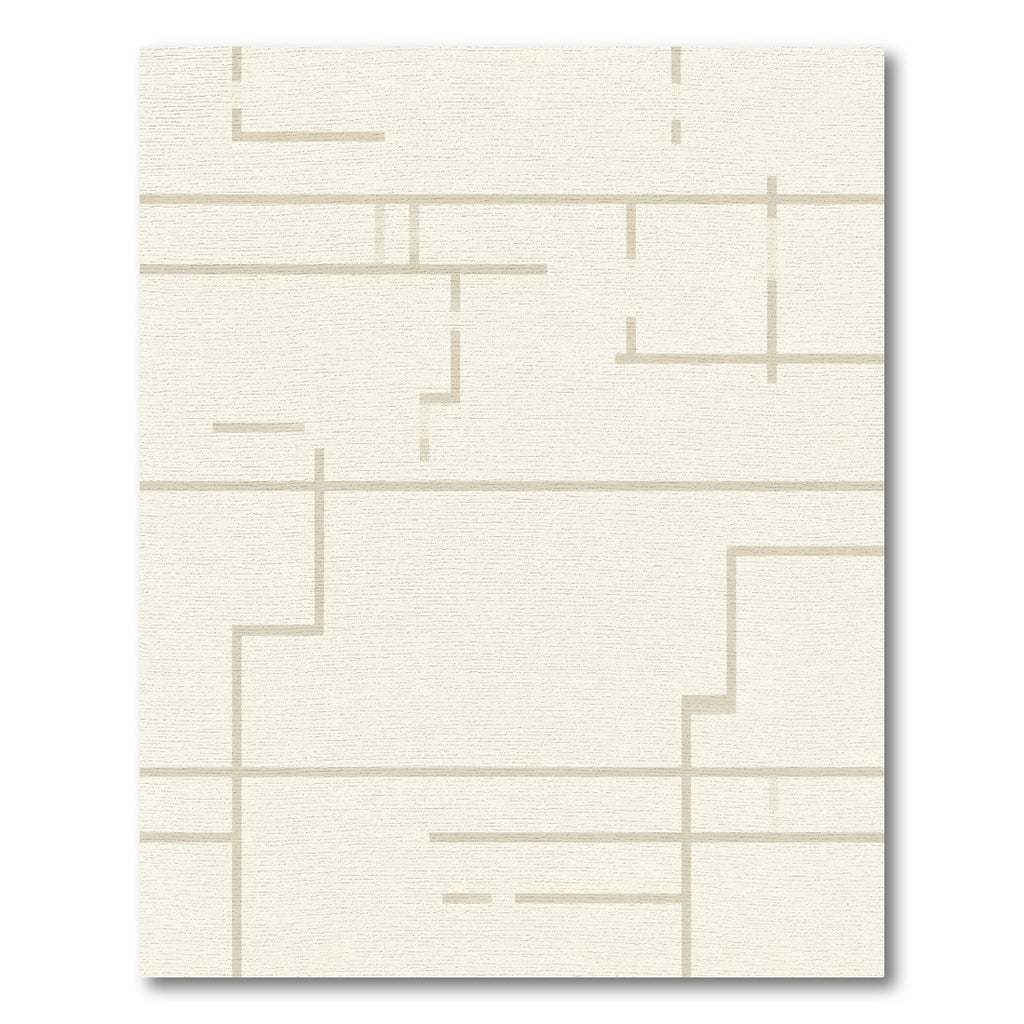 Minimalist Beige Geometric Line Rug