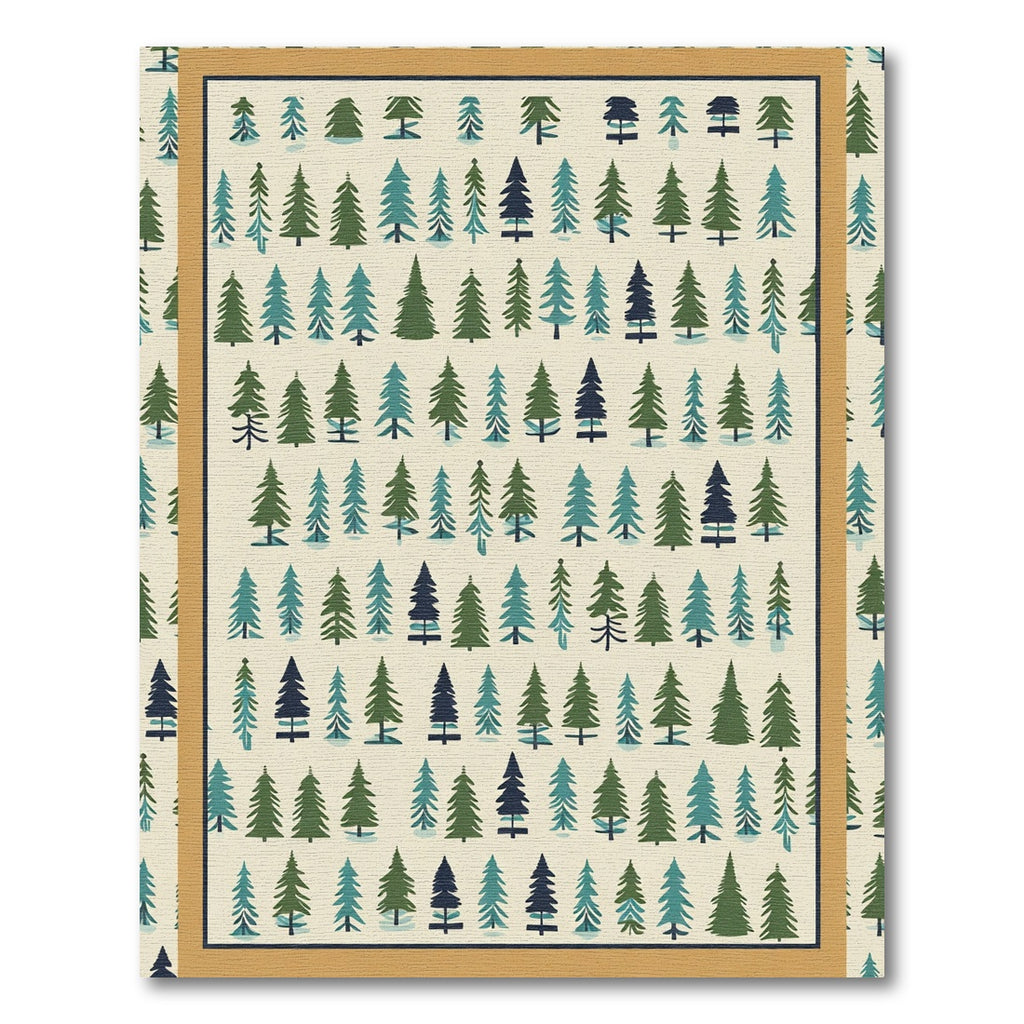 Green Pine Tree Forest Repeating Pattern Rug