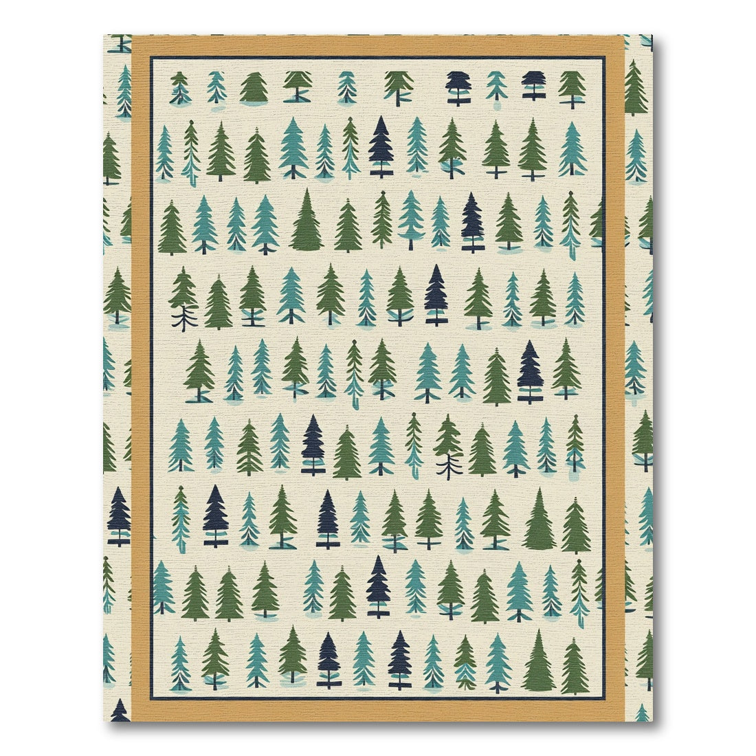 Green Pine Tree Forest Repeating Pattern Rug