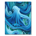 Vibrant Blue Octopus Swirling Waves Rug