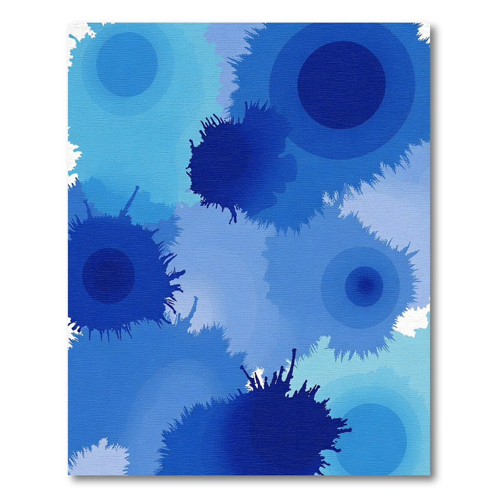 Deep Blue Ink Splatter Circles Rug