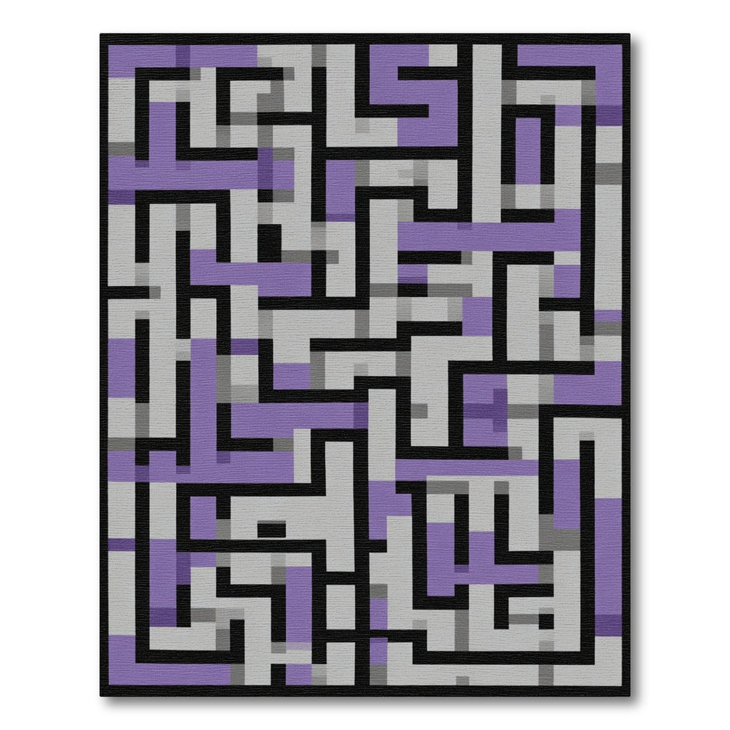 Purple Gray Maze Geometric Rug