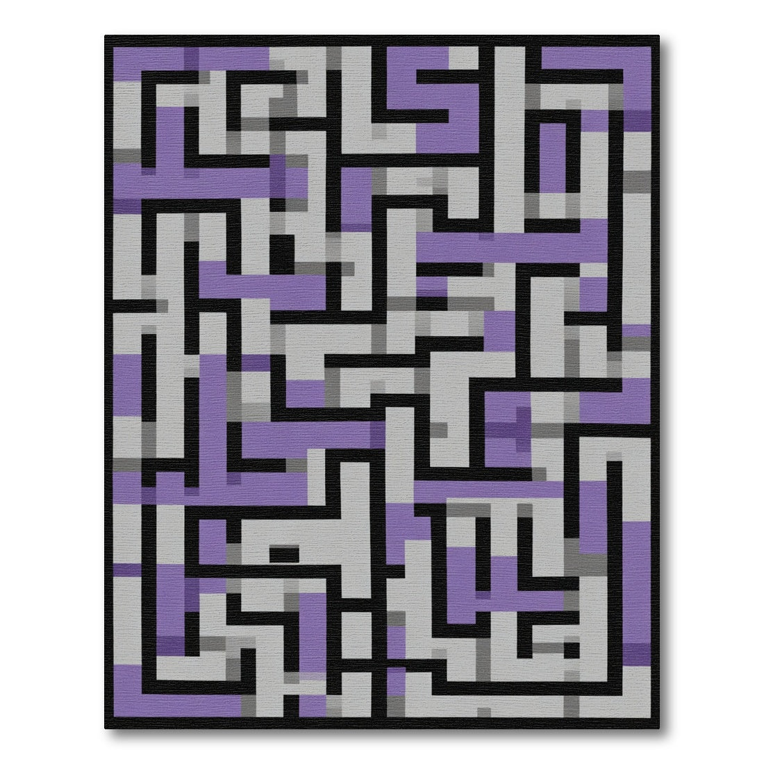 Purple Gray Maze Geometric Rug