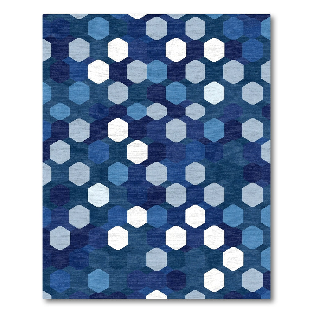 Ocean Blue Hexagon Mosaic Rug