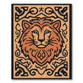 Bold Orange Lion Tribal Frame Rug