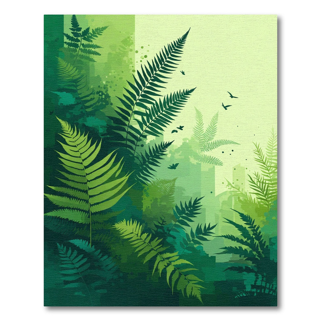 Lush Forest Green Fern Foliage Rug