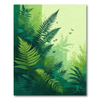 Lush Forest Green Fern Foliage Rug