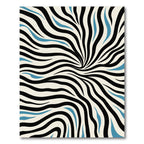 Abstract Black White Blue Swirl Rug