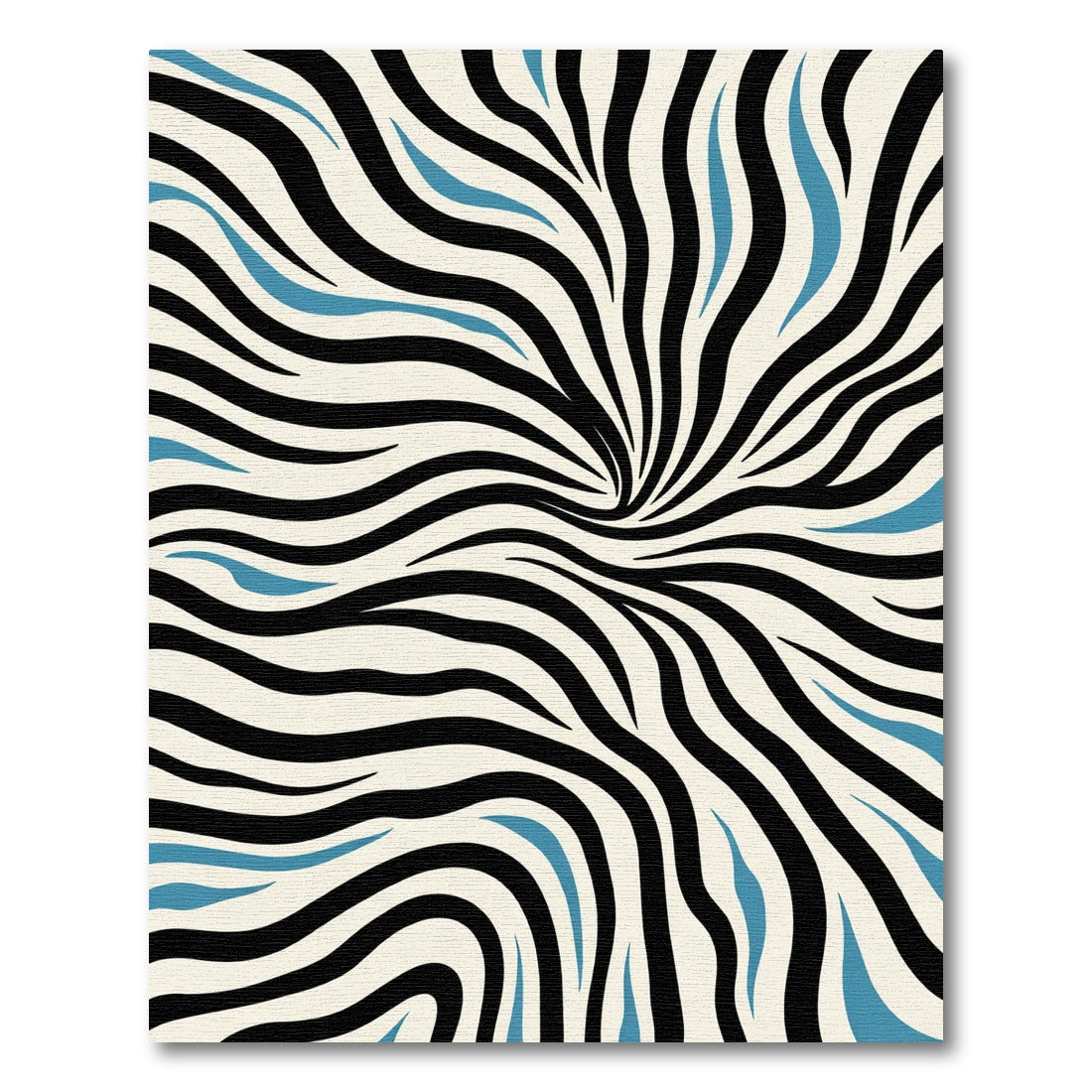 Abstract Black White Blue Swirl Rug