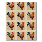 Retro Brown Rooster Repeat Rug