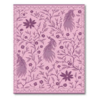 Fuchsia Peacock Floral Vine Border Rug