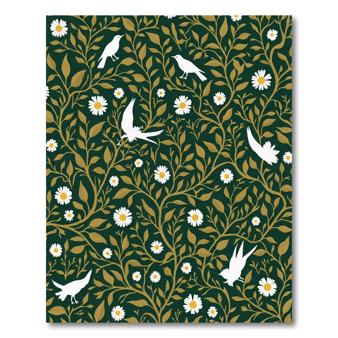Emerald Green Willow Bird Daisy Rug