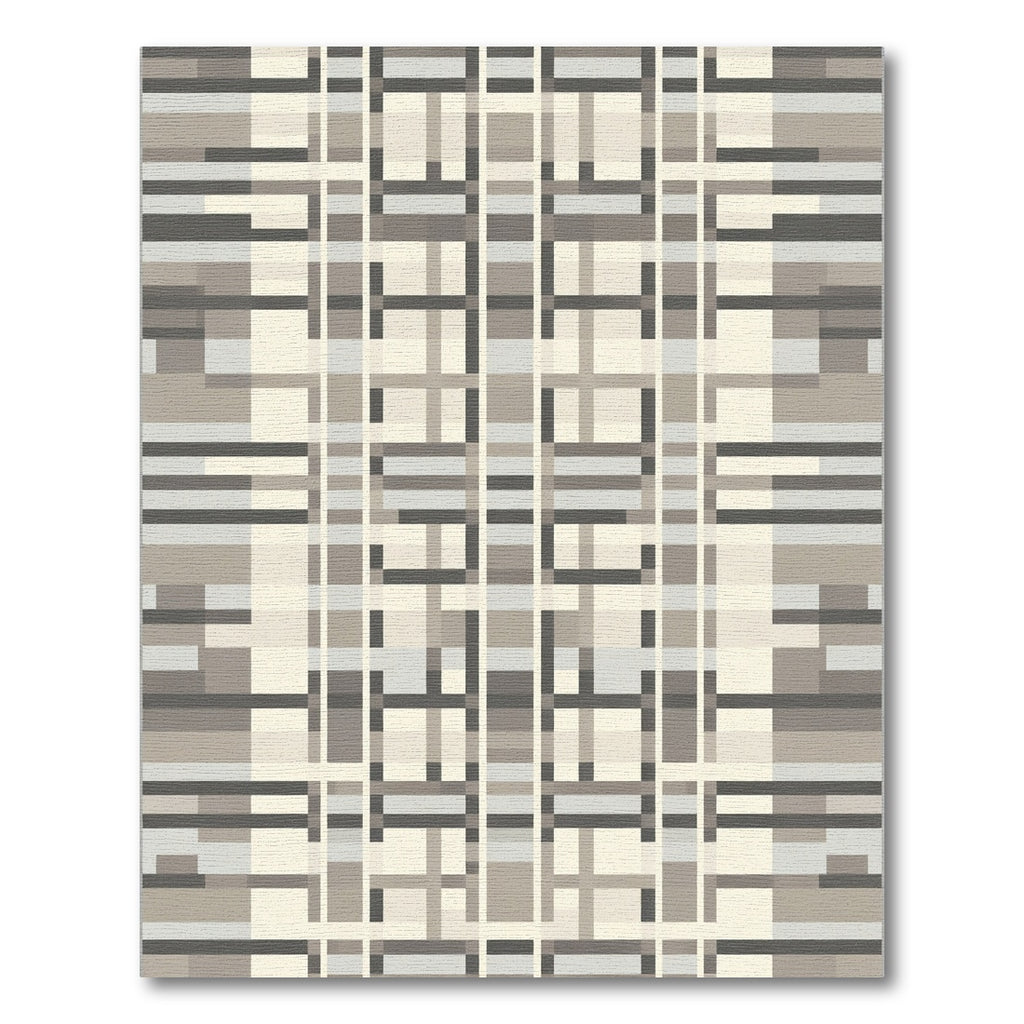 Neutral Tone Plaid Geometric Grid Rug