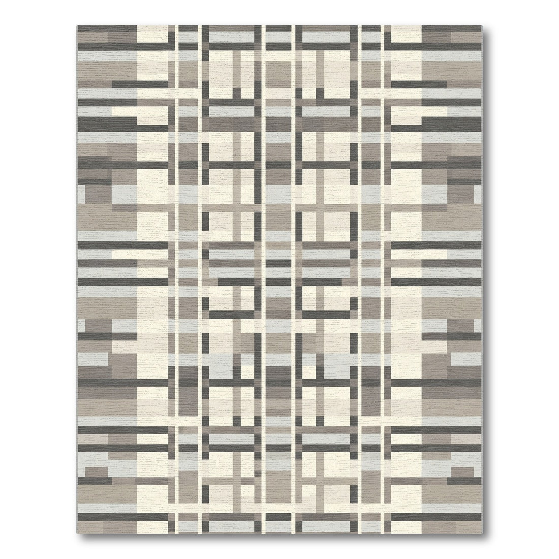 Neutral Tone Plaid Geometric Grid Rug
