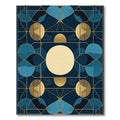 Art Deco Navy Gold Geometric Circles Rug