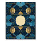 Art Deco Navy Gold Geometric Circles Rug