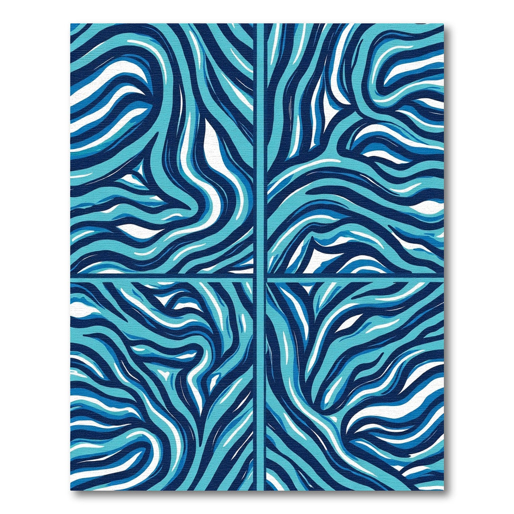 Blue Swirl Flowing Ribbon Arrangement Rug