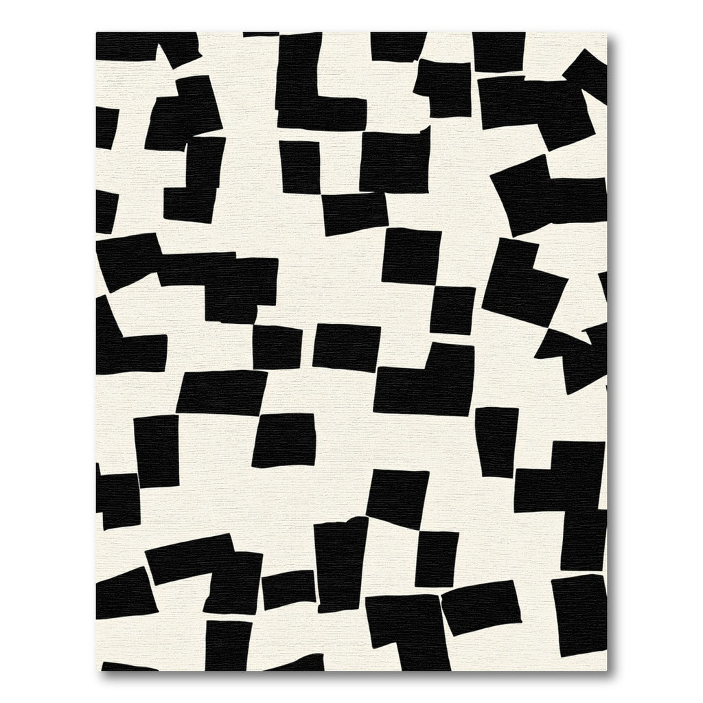 Black White Abstract Geo Fragment Rug