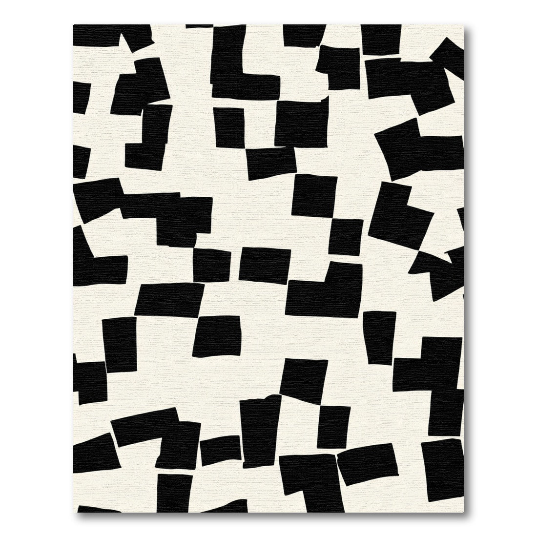 Black White Abstract Geo Fragment Rug