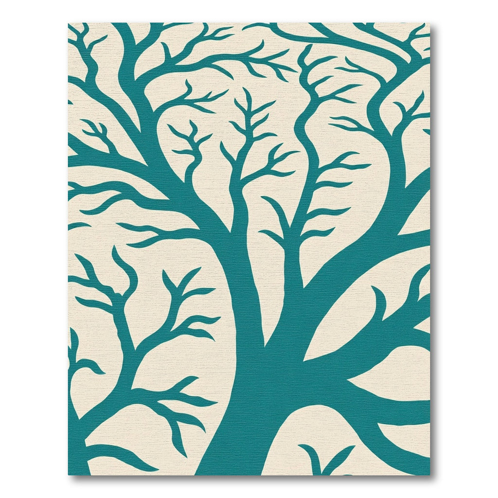 Teal Branching Silhouette Rug