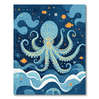 Oceanic Blue Octopus With Fish Rug
