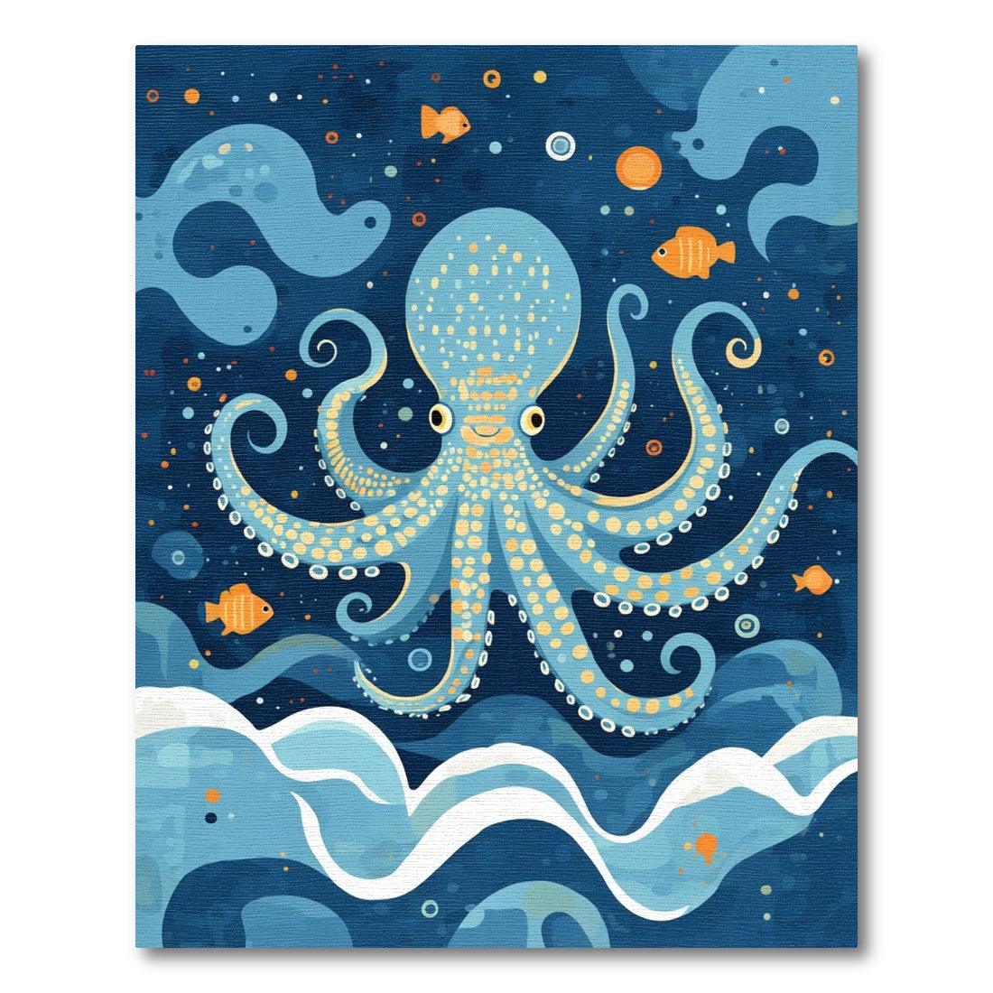 Oceanic Blue Octopus With Fish Rug
