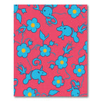 Turquoise Creatures Floral Red Background Rug