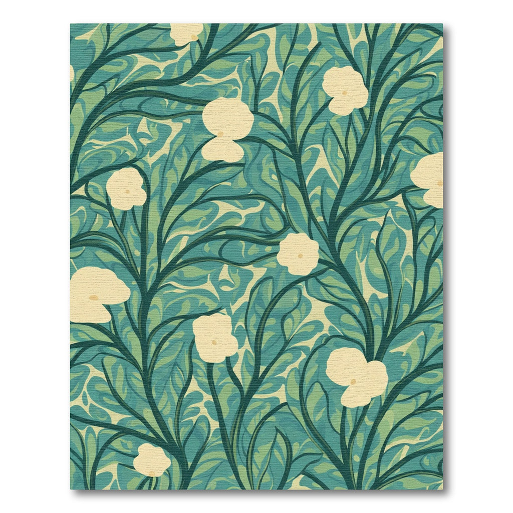 Lush Teal Cream Floral Vines Rug
