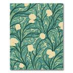 Lush Teal Cream Floral Vines Rug
