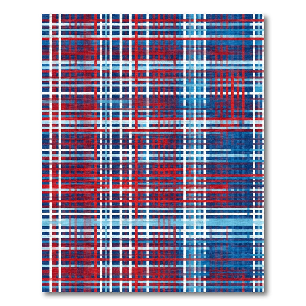 Red Blue White Plaid Grid Rug