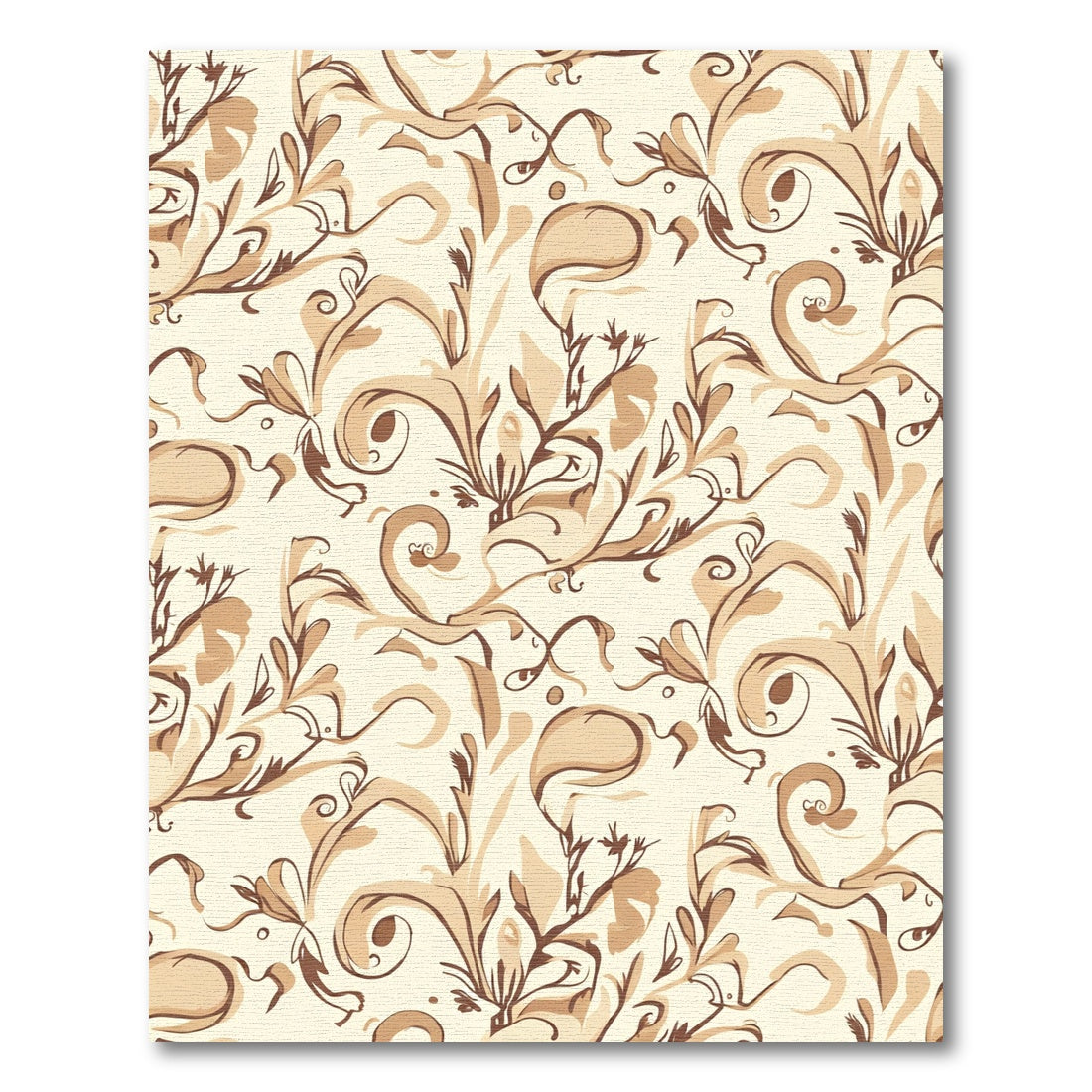 Brown Floral Swirl Watercolor Rug