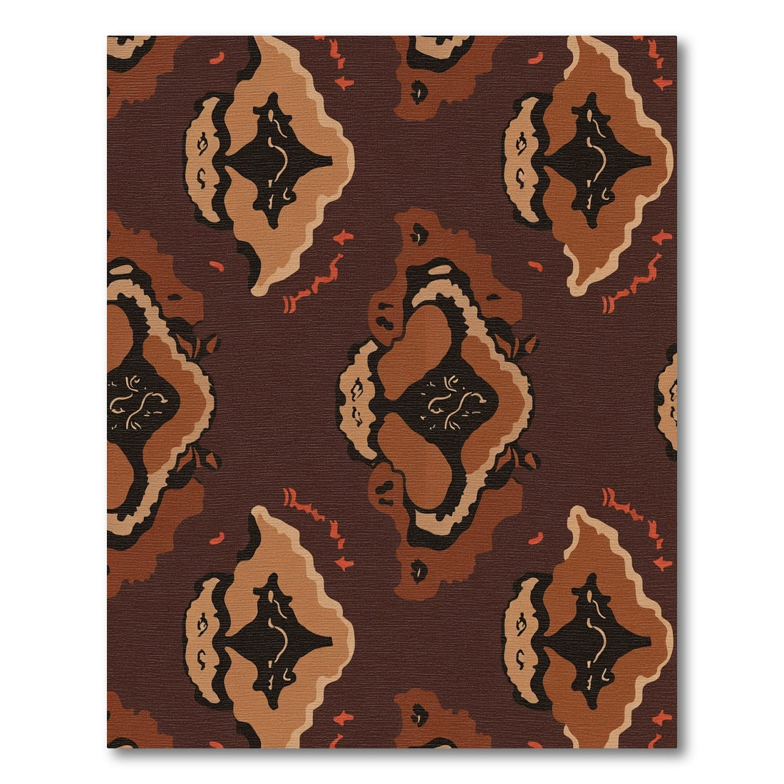 Earthy Brown Abstract Organic Shapes Rug