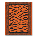 Vibrant Orange Black Tiger Stripe Border Rug