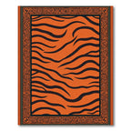 Vibrant Orange Black Tiger Stripe Border Rug