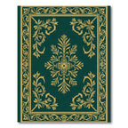 Deep Teal Golden Flourish Medallion Rug