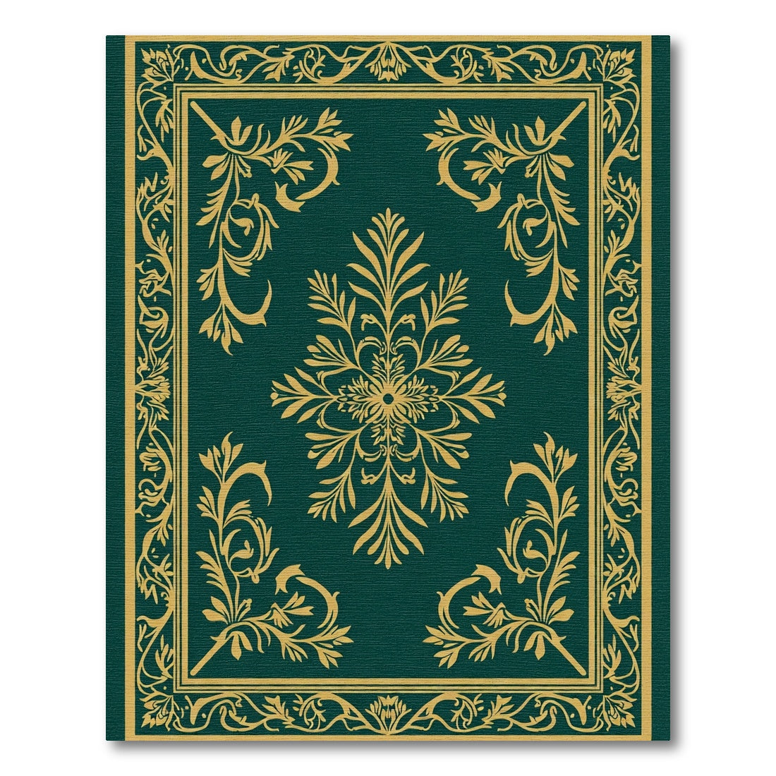 Deep Teal Golden Flourish Medallion Rug