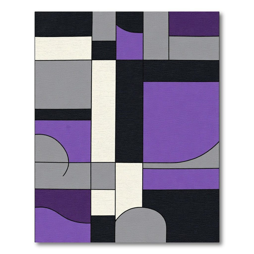 Modern Abstract Purple Gray Geometric Forms Rug