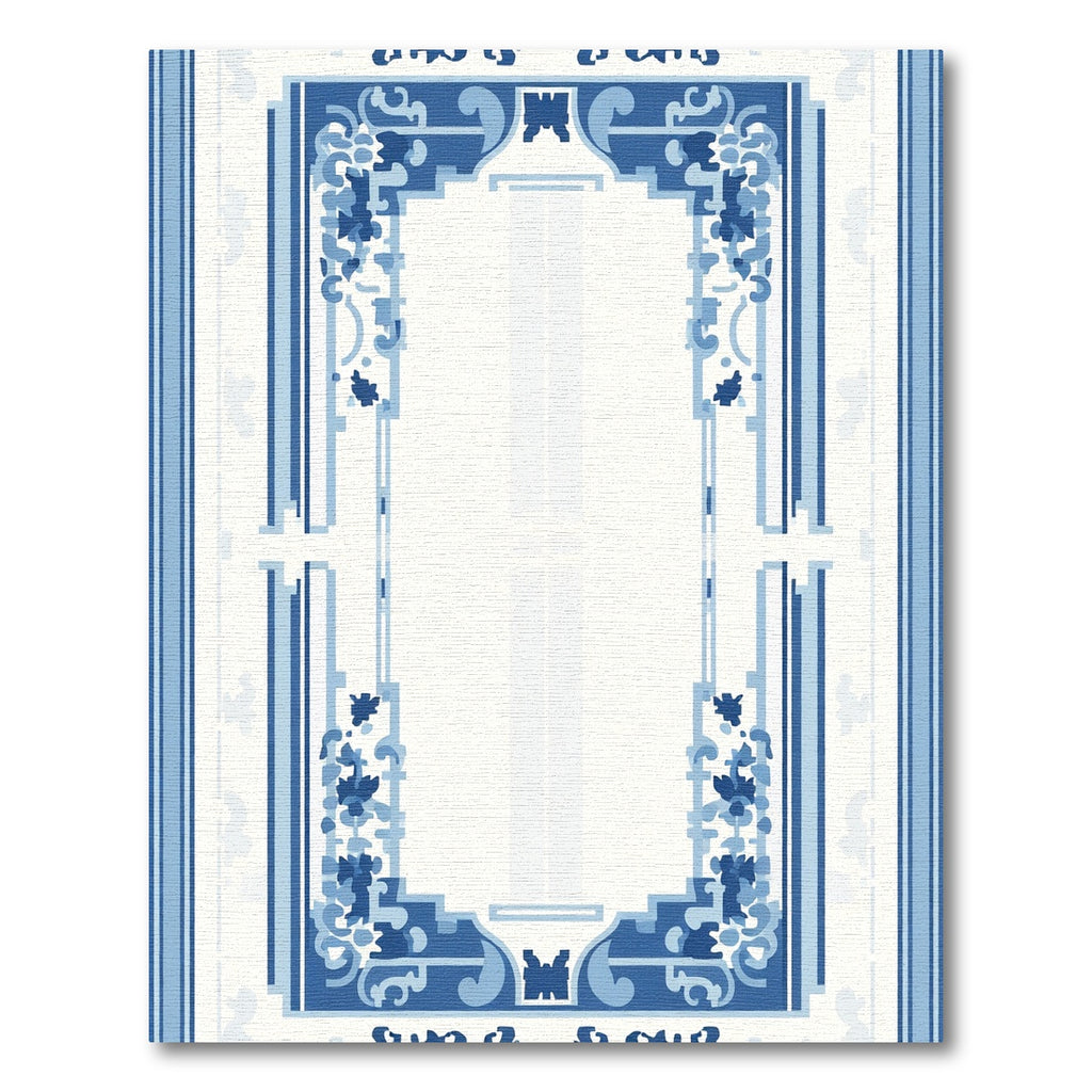 Blue White Floral Archway Rug