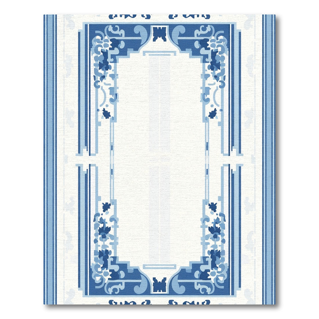 Blue White Floral Archway Rug