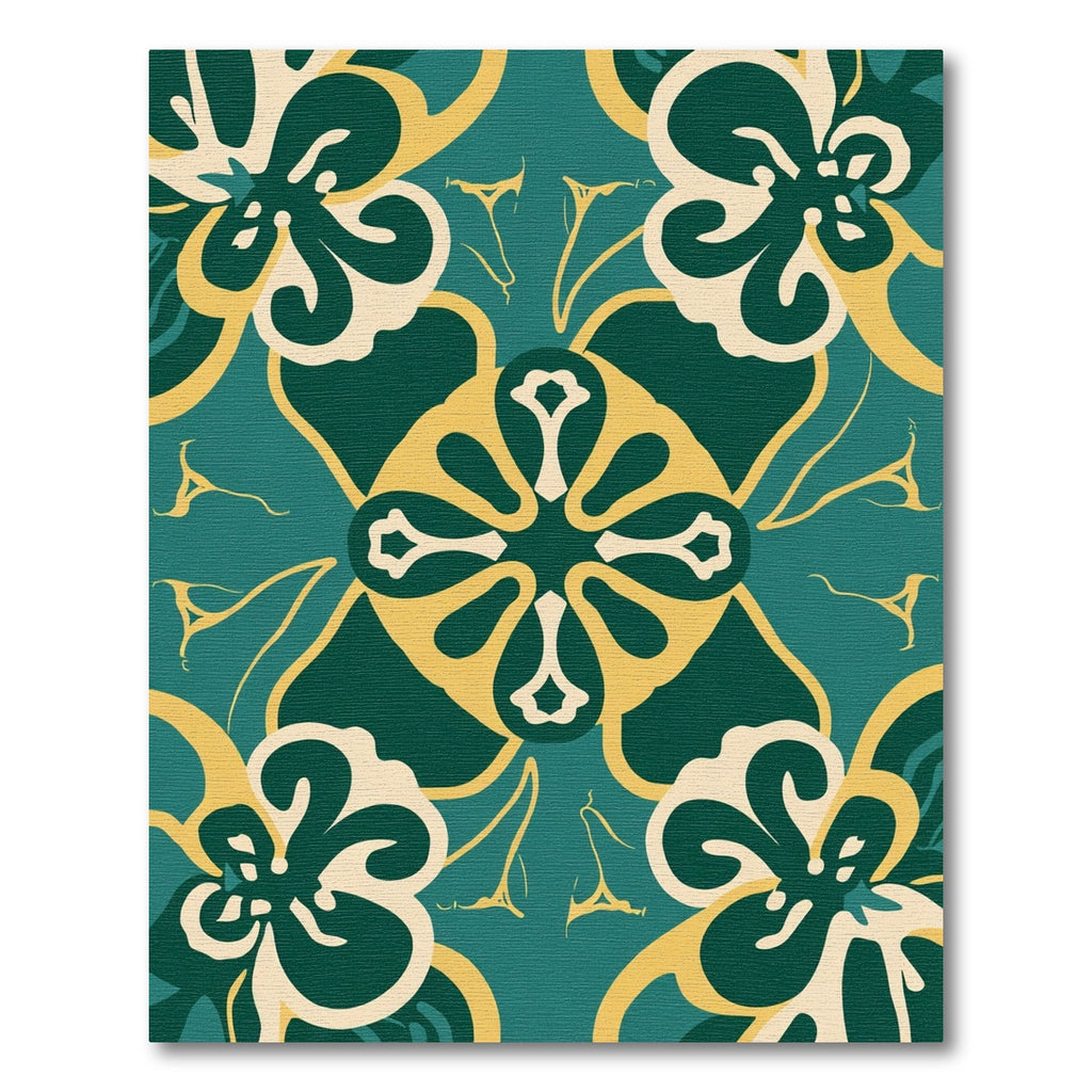 Teal Cream Yellow Floral Medallion Rug