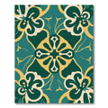 Teal Cream Yellow Floral Medallion Rug