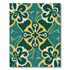 Teal Cream Yellow Floral Medallion Rug