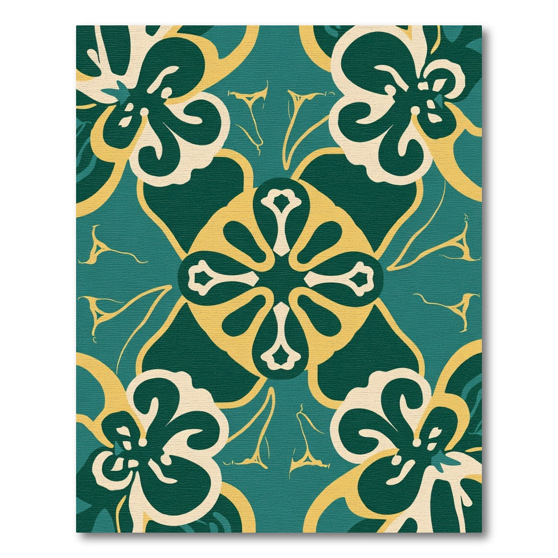 Teal Cream Yellow Floral Medallion Rug